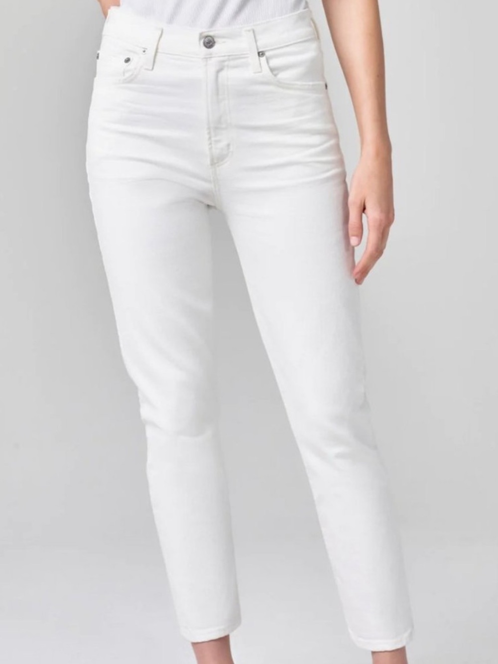 NEW Citizens of Humanity Olivia Crop High Rise Slim Denim Jeans White Size 31